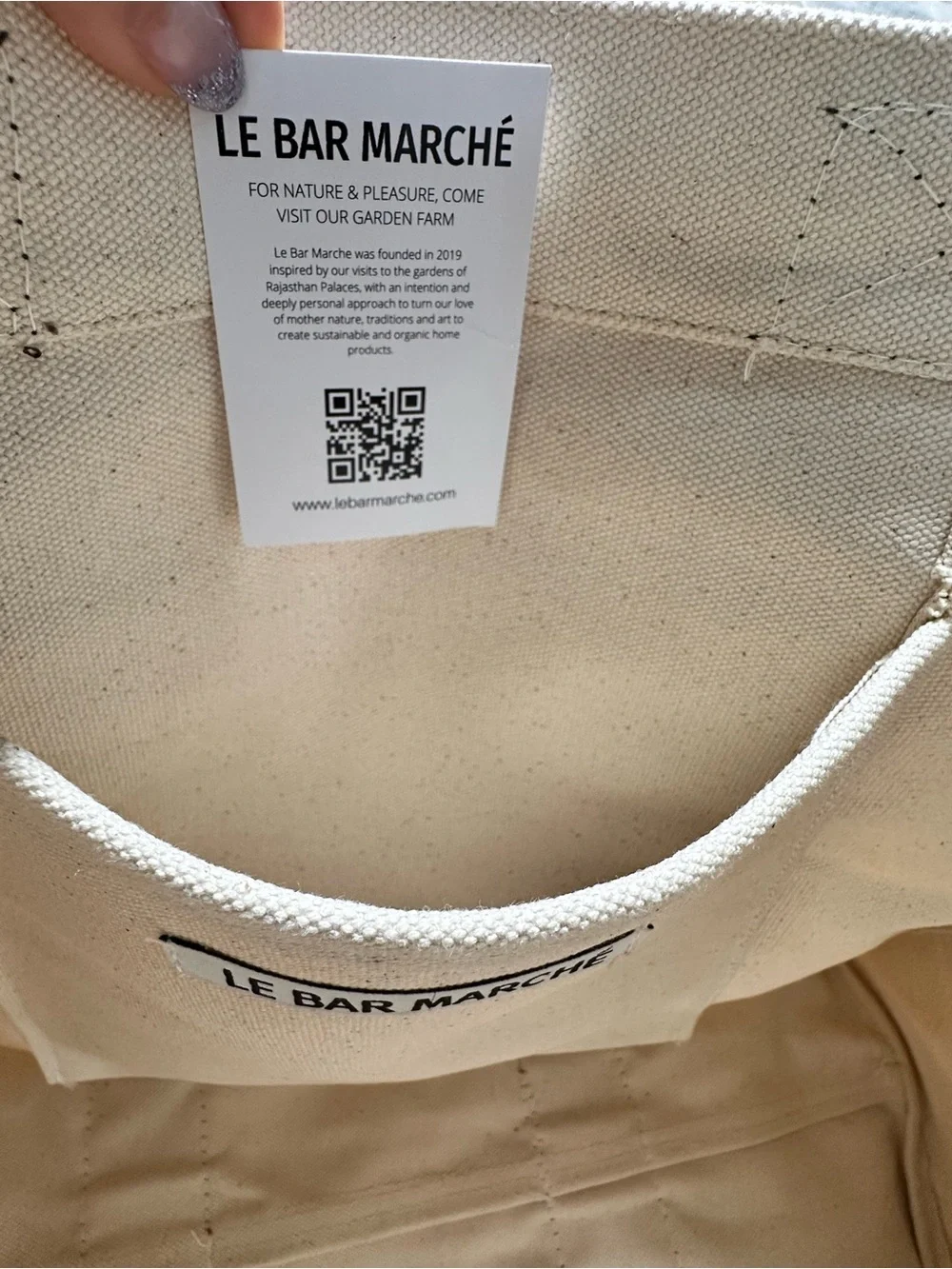 Canvas Beach Tote Cream/Brown - Picture 2 of 11